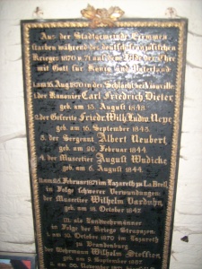 Gedenktafel 1870/71, Kremmen, Foto: Klaus Euhausen, Hennigsdorf