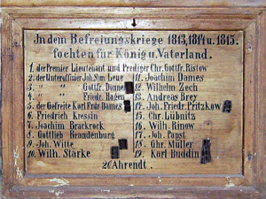 Lwenberg, Holztafel fr die Veteranen der Befreiungskriege, Foto: Klaus Euhausen, Hennigsdorf