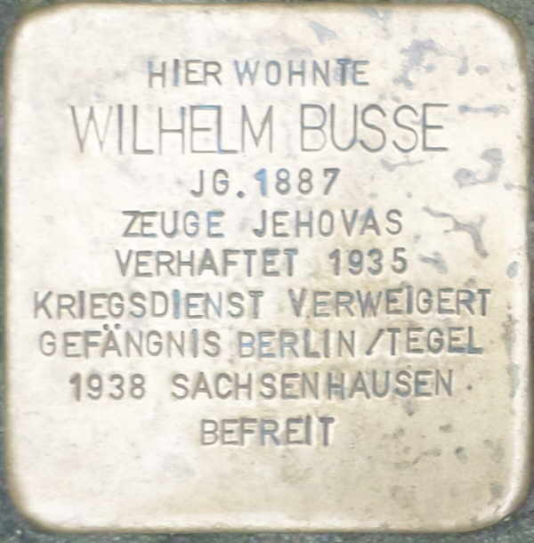Stolperstein für Wilhelm Busse. Foto: Klaus Euhausen, Hennigsdorf.