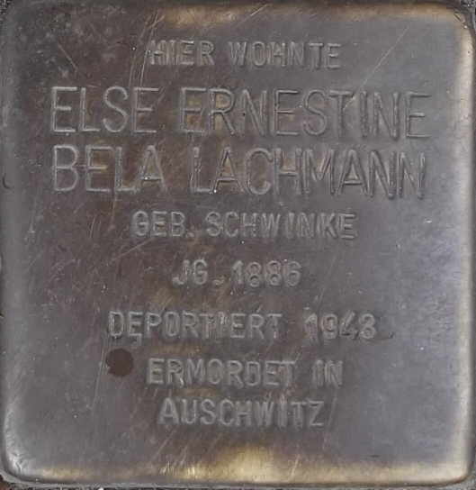 Stolperstein für Else Lachmann. Foto: Klaus Euhausen, Hennigsdorf, 2012.